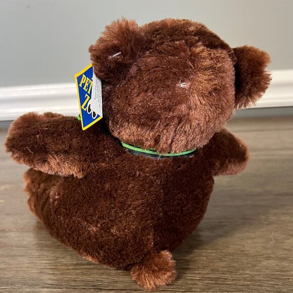 Petting Zoo Dark Brown Teddy Bear‎ Green Plaid Bow Plush With Swing Tag - Picture 3 of 5